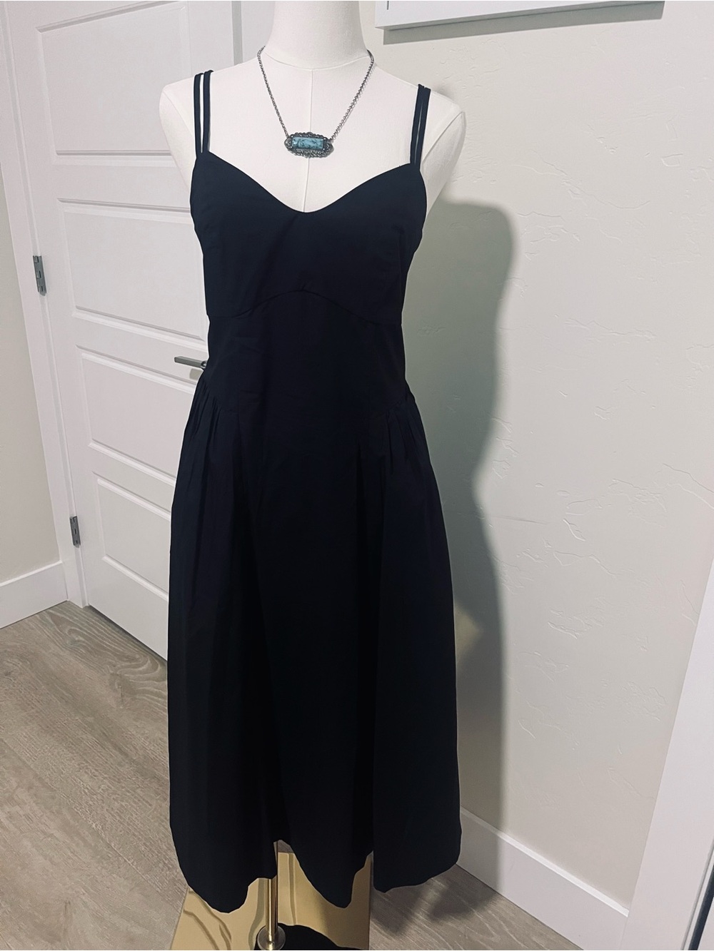 Black Midi Double-Spaghetti Strap Dress 🌷 - Picture 1 of 4